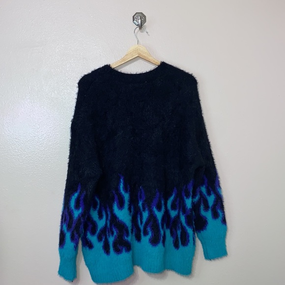 ADIKA - BLACK & BLUE FLAME SWEATER - Picture 11 of 13